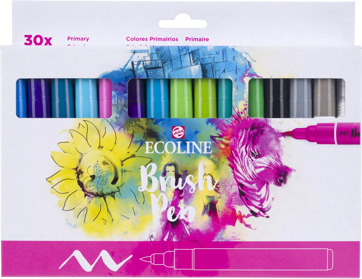 Talens - Ecoline Brush pen, etui van 30 stuks, set Primaire