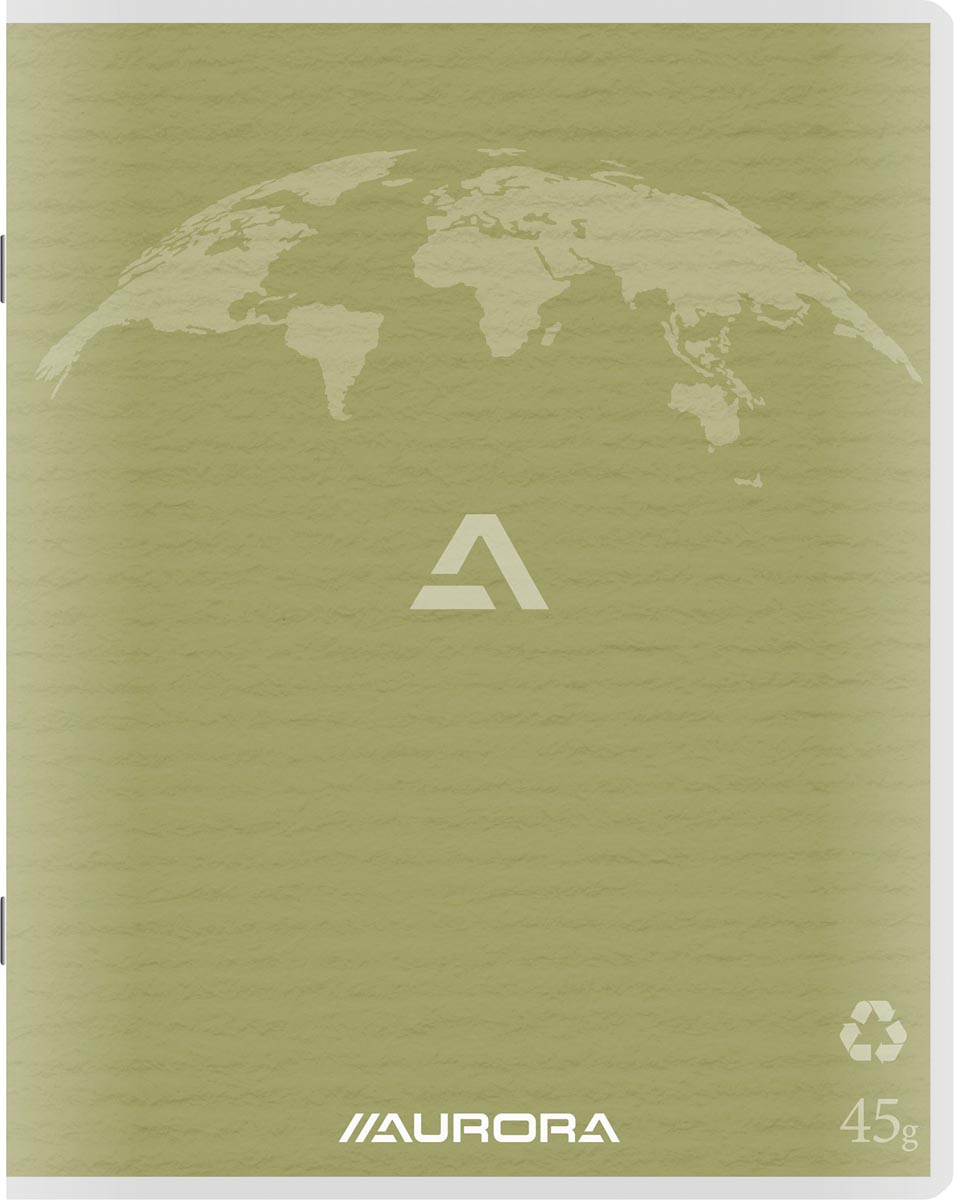 Aurora - Writing 45 notebook made of recycled paper, 96 pages, ruled, moss green
