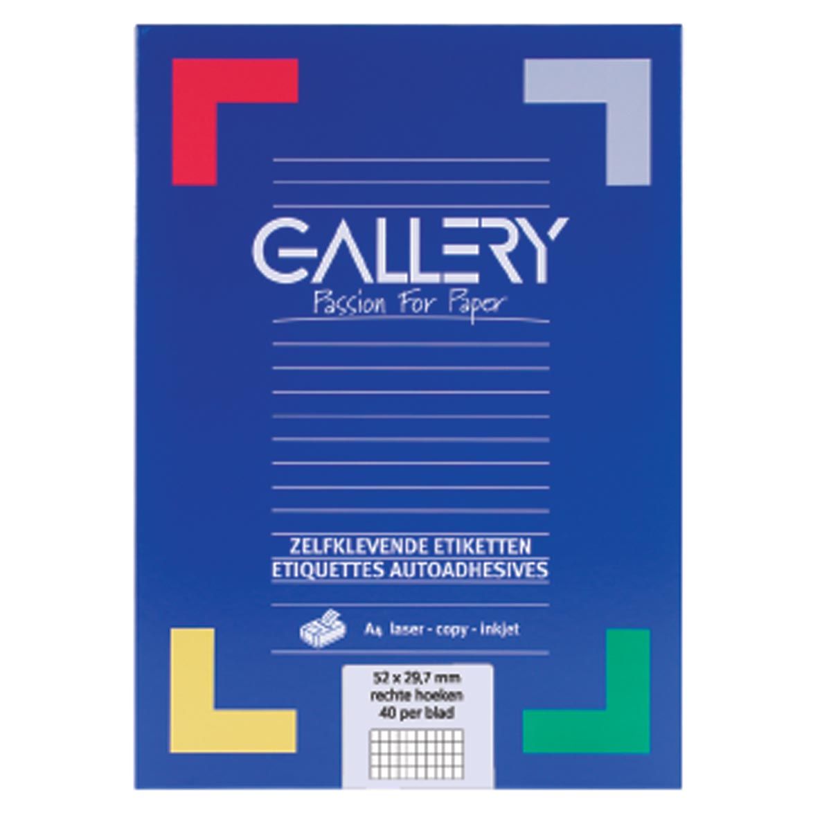 Gallery - white labels ft 52.5 x 29.7 mm (w x h), right angles, box of 4,000 labels