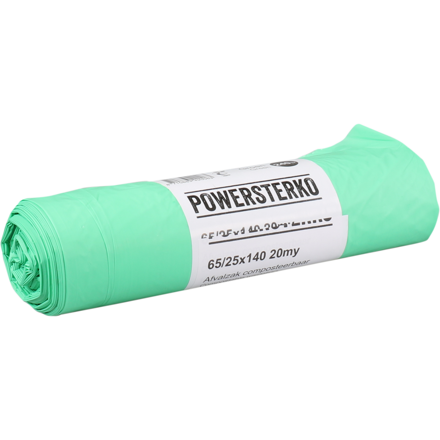 PowerSterko - Afvalzak | Bioplastic o.b.v. Zetmeelblend | 240l | 65/ 25x140cm | 20my | groen | 10 rol