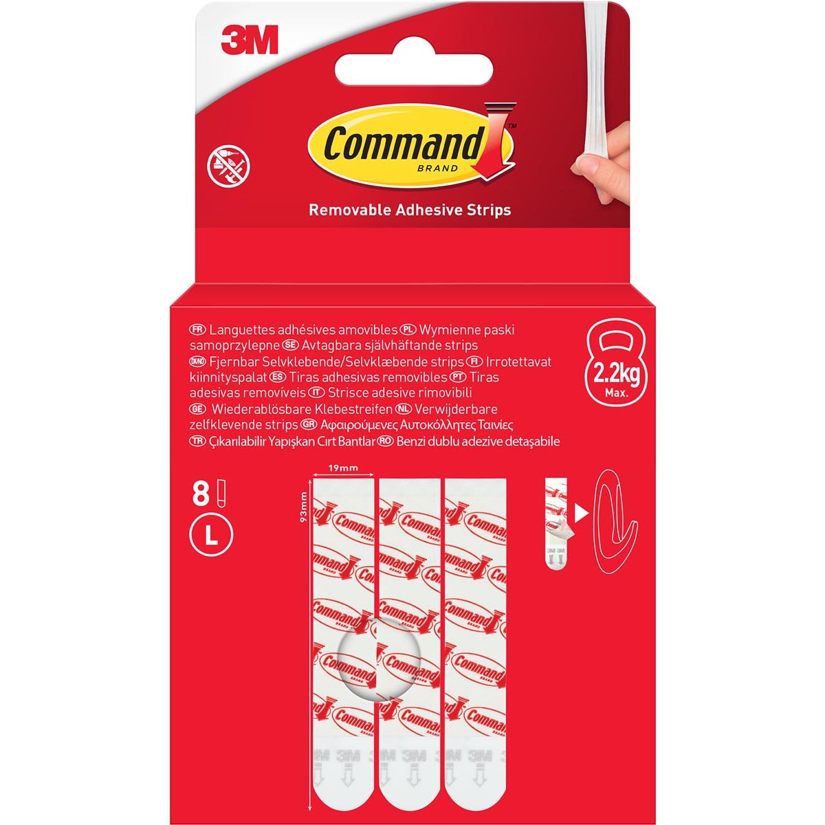 Command - kleefstrips, large, wit, blister van 8 stuks