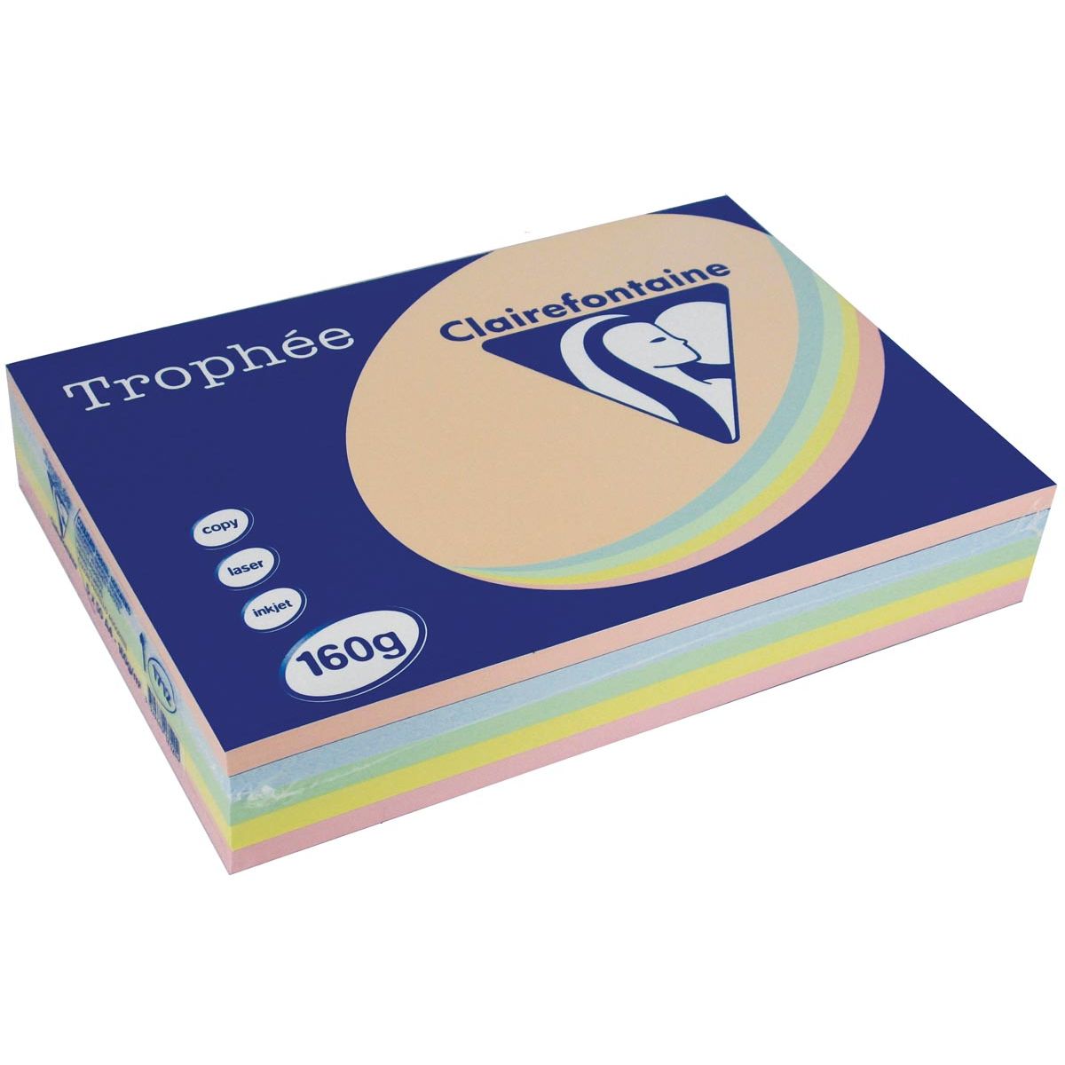 Clairefontaine - Trophée tel A4, 160 g, 5x50 hojas, colores surtidos