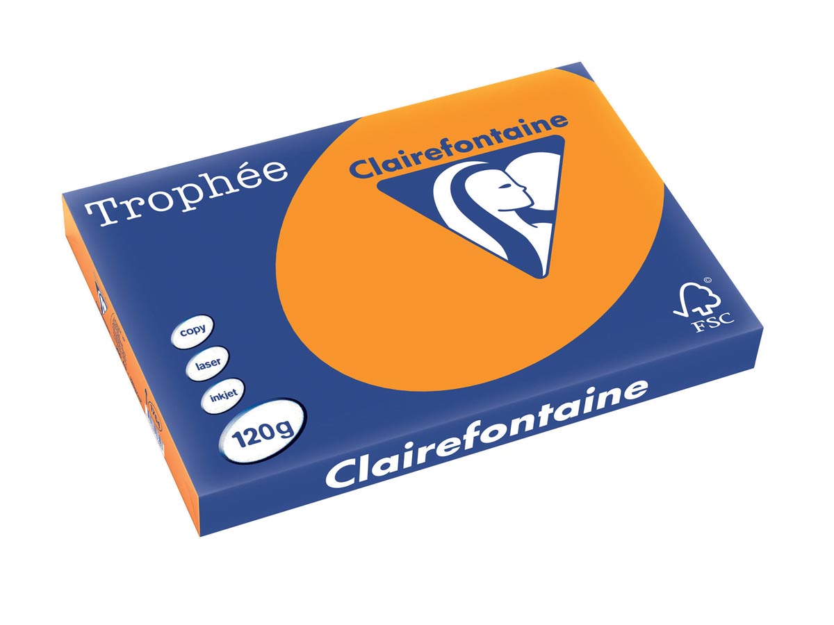 Clairefontaine - Trophée Intens, gekleurd papier, A3, 120 g, 250 vel, feloranje