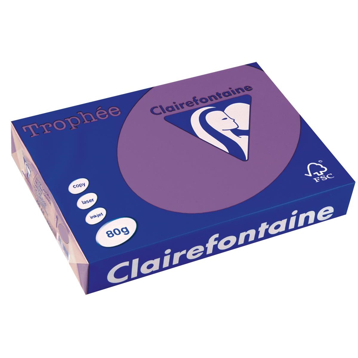 Clairefontaine - Trophée Intens, carta colorata, A4, 80 g, 500 fogli, viola