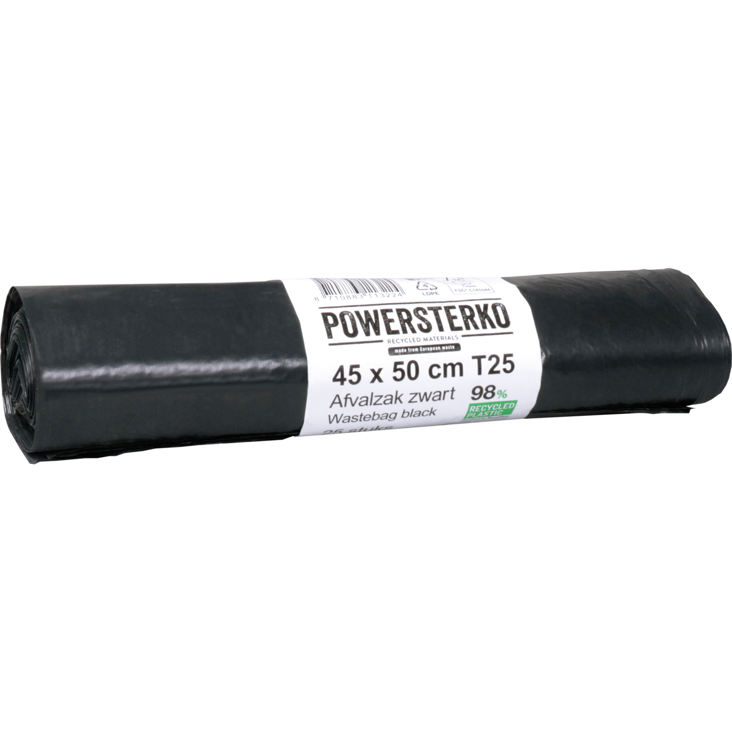 PowerSterko - Afvalzak | Gerecycled LDPE | 45x50cm | T25 | zwart | 1000 stuks