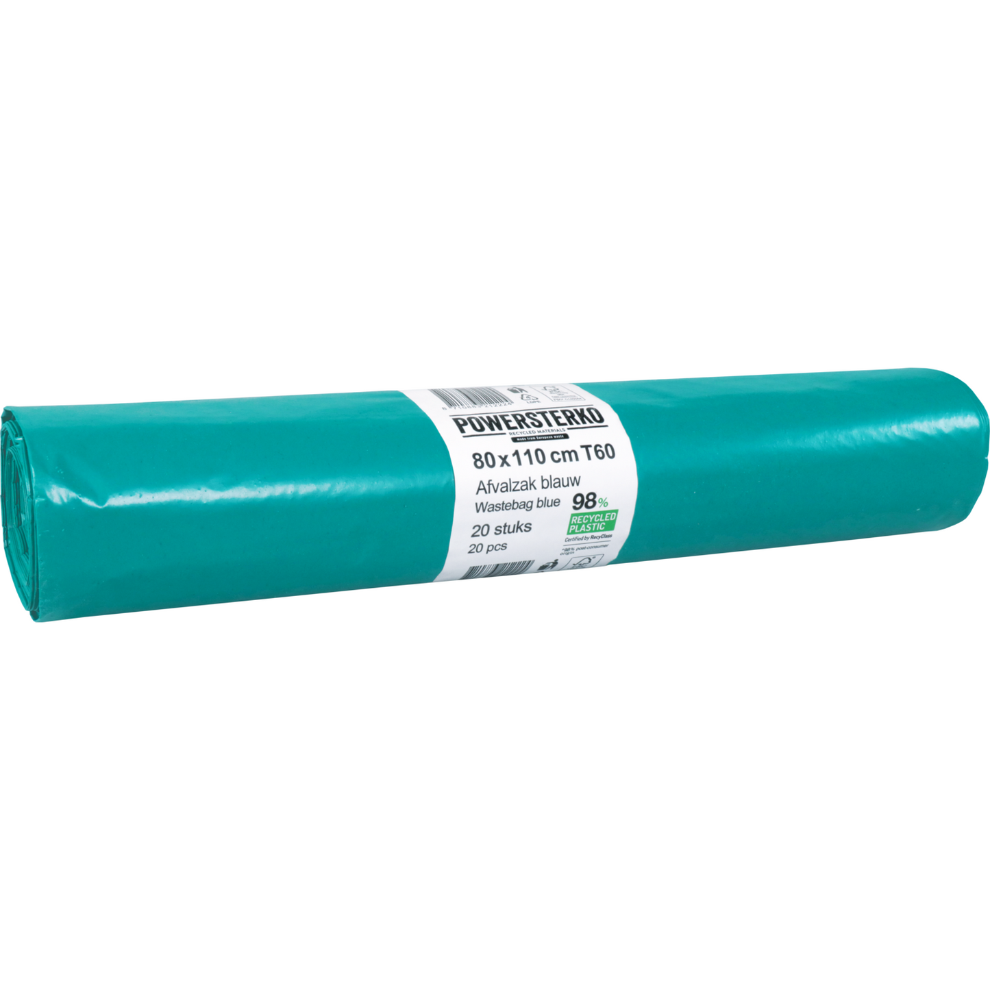 PowerSterko - Waste bag | Recycled LDPE | 80x110cm | T60 | blue | 200 pieces