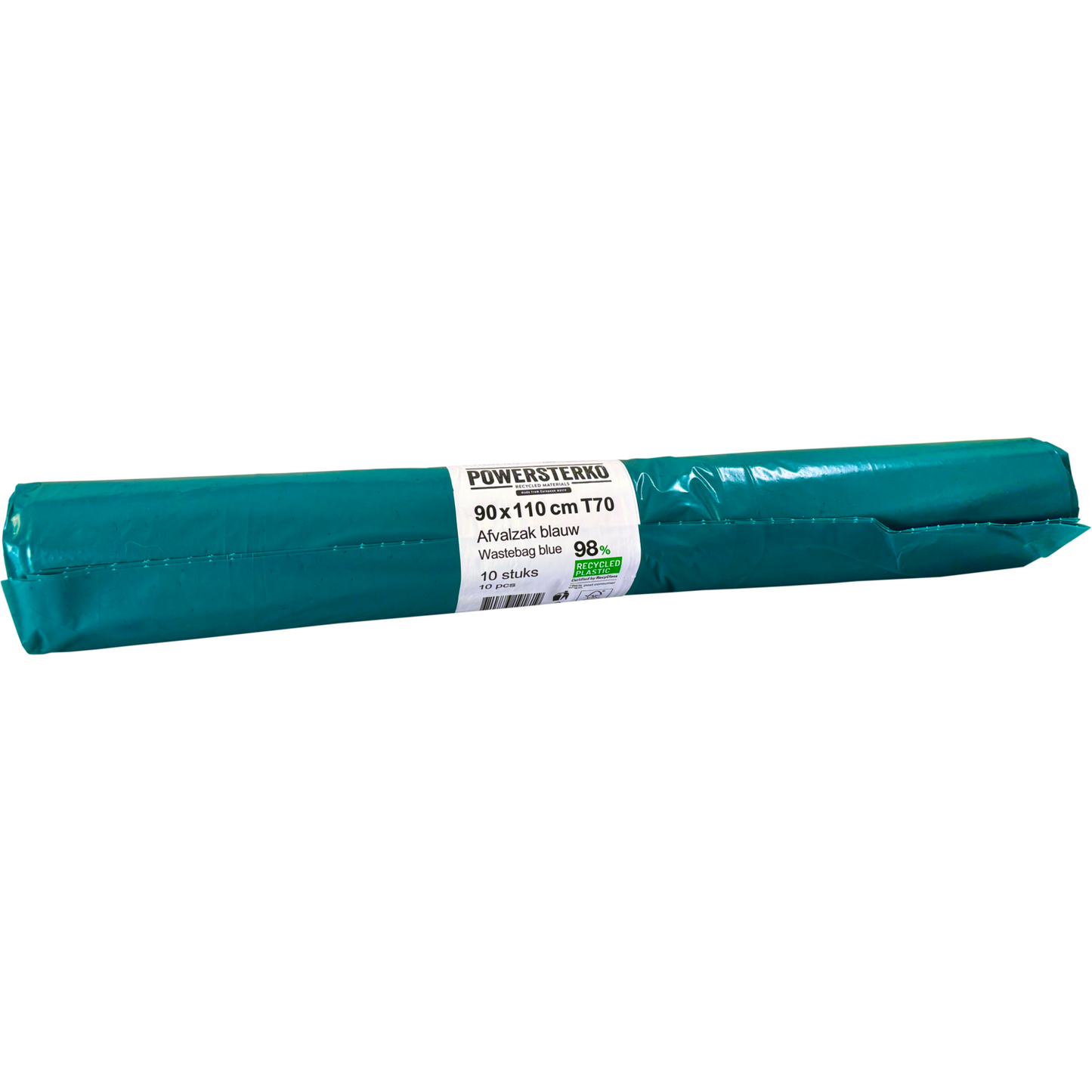 PowerSterko - Sacco per rifiuti | LDPE riciclato | 90x110 cm | T70| blu | 100 pezzi