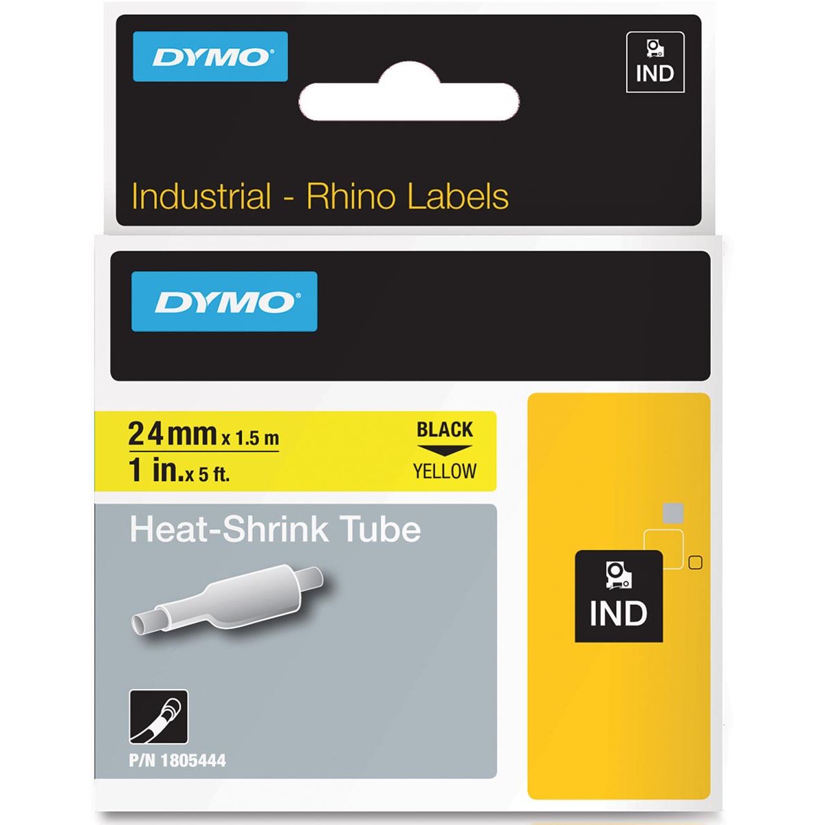 Dymo - RHINO krimpkous 24 x 1,5 mm, zwart op geel