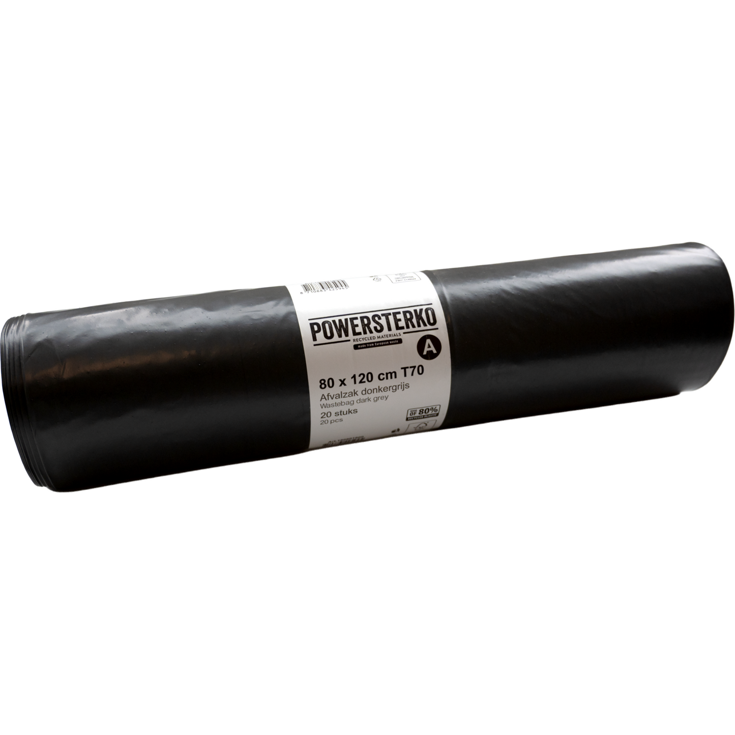 PowerSterko - Afvalzak | Gerecycled LDPE | 80x120cm | T70 | grijs | 200 stuks