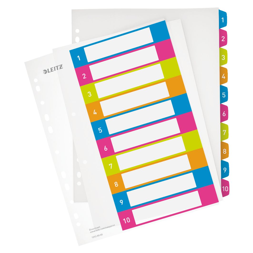 Leitz - Index imprimable WOW, 10 onglets