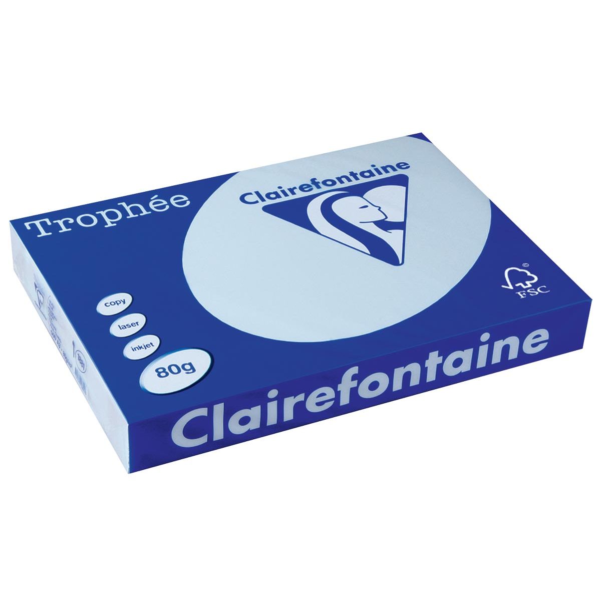 Clairefontaine - Trophée tel, farbiges Papier, A3, 80 g, 500 Blatt, azurblau