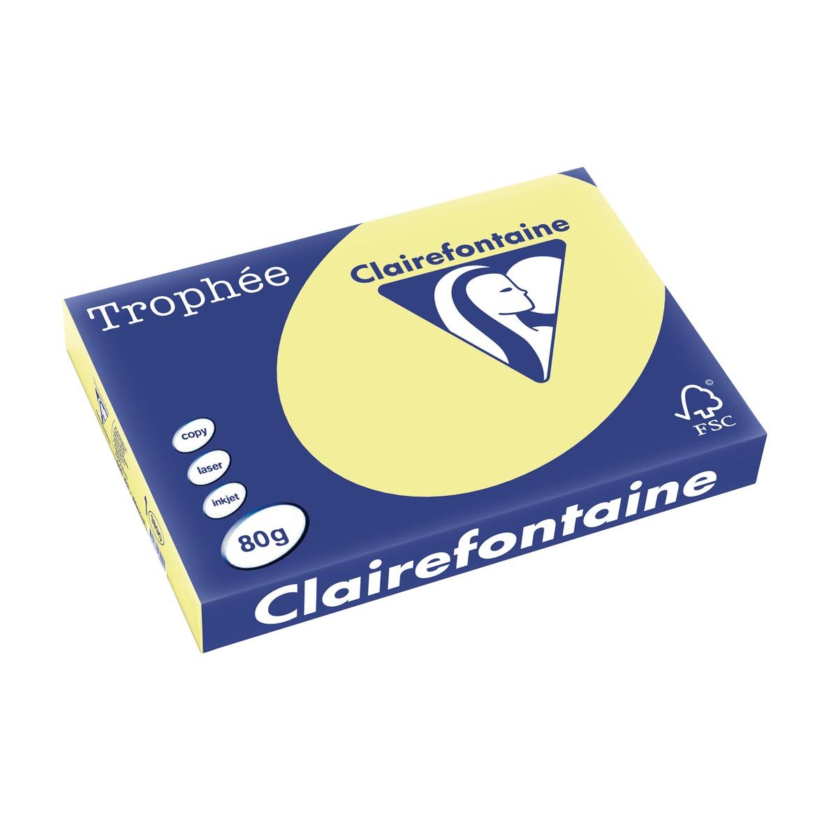 Clairefontaine - Trophée tel, farbiges Papier, A3, 80 g, 500 Blatt, zitronengelb