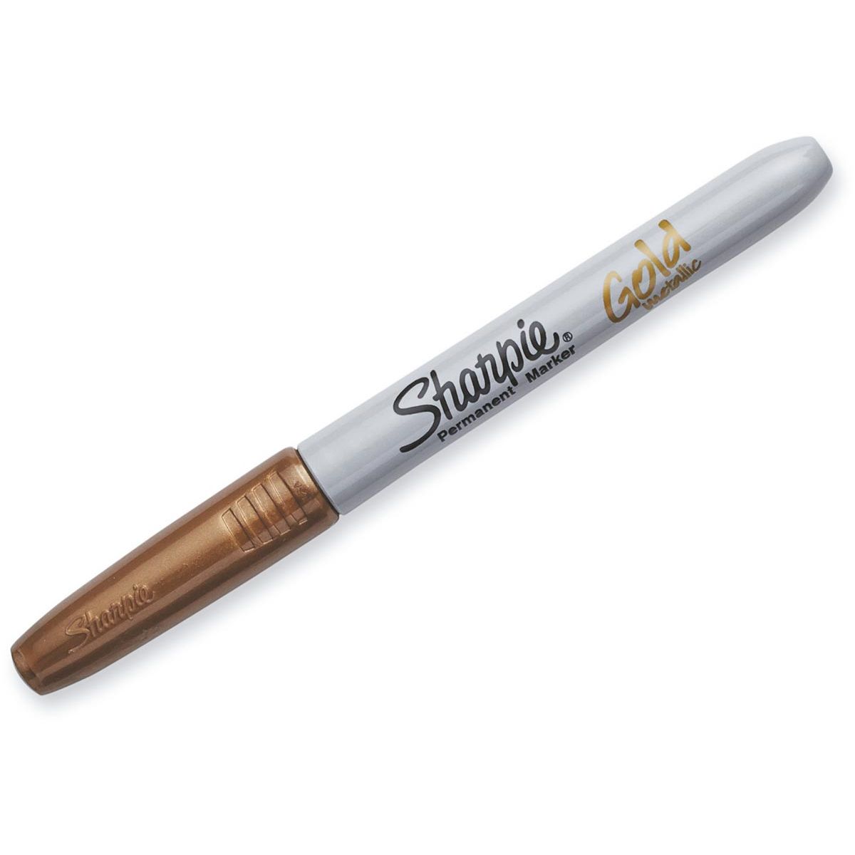 Sharpie - i.e. permanent marker metallic, fine point, gold