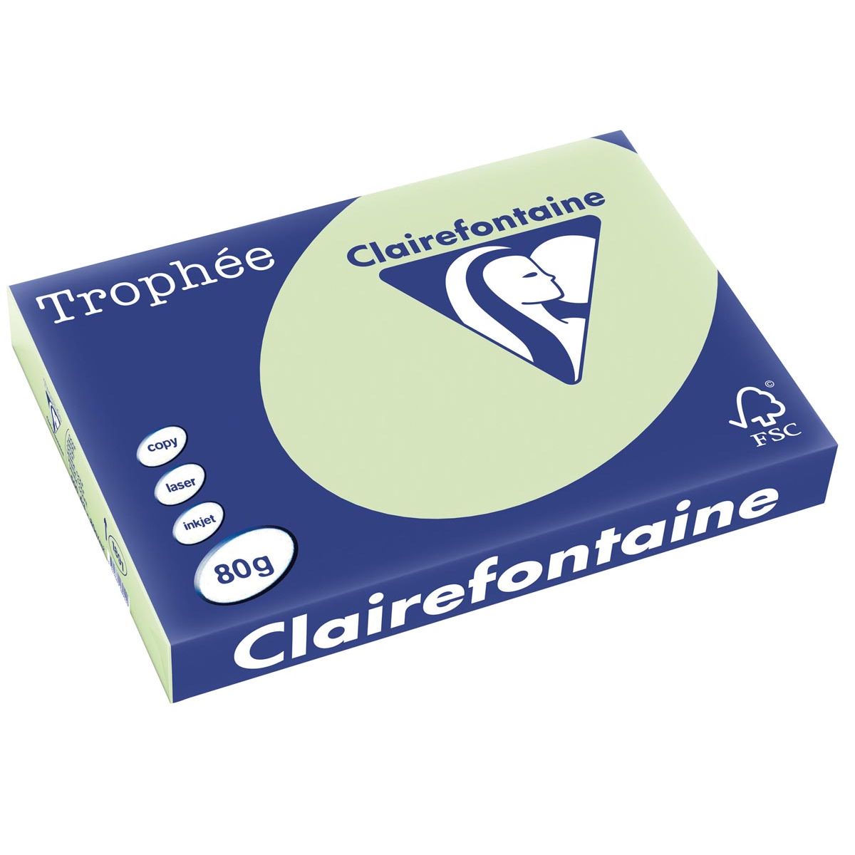 Clairefontaine - Trophée tel, papier coloré, A3, 80 g, 500 feuilles, vert golf