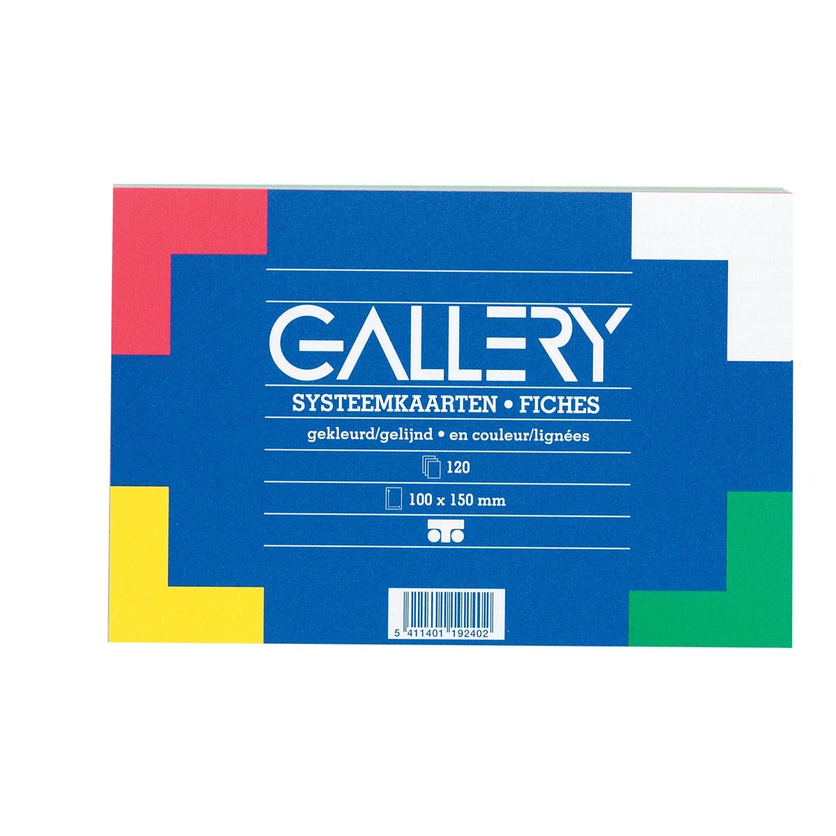 Gallery - fiches colorées, ft 10 x 15 cm, lignées, paquet de 120 pièces
