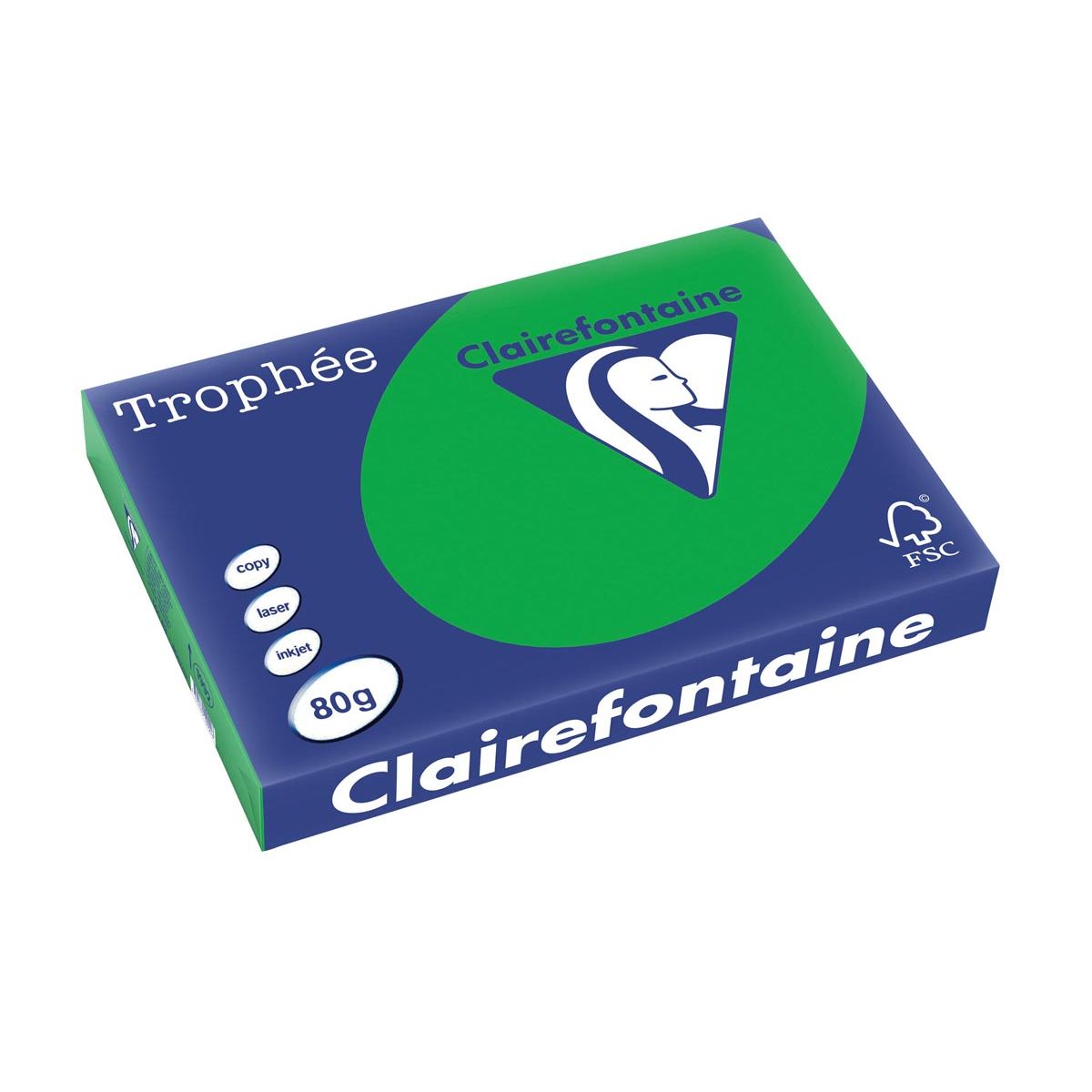Clairefontaine - Trophée Intens, colored paper, A3, 80 g, 500 sheets, bijart green
