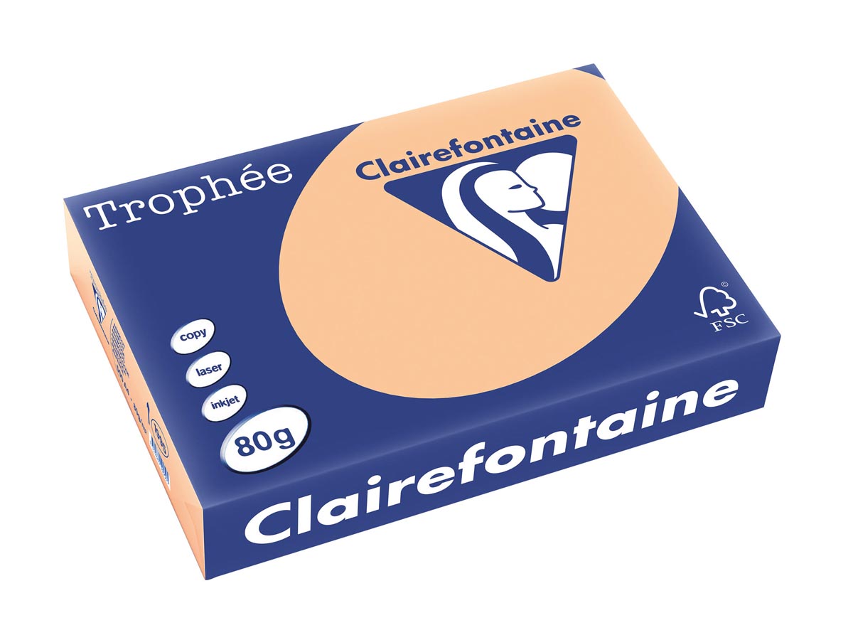 Clairefontaine - Papel de color Trophée, A4, 80 g, 500 hojas, albaricoque
