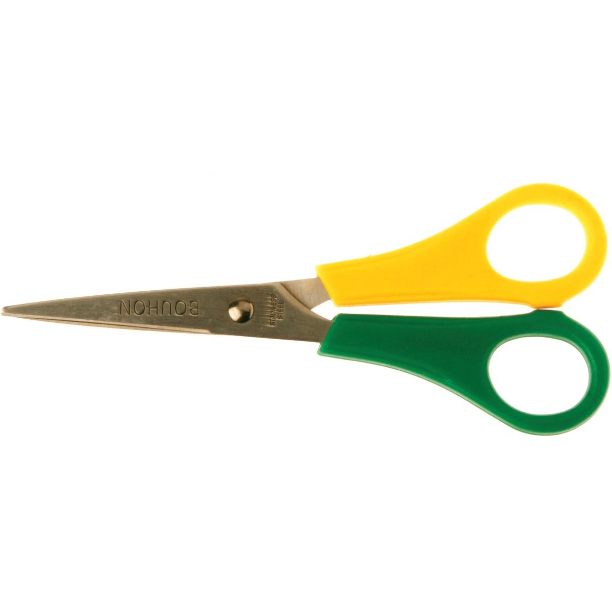 Bouhon - schaar, ft 14 cm, links, scherpe punt, RVS, geel/groen
