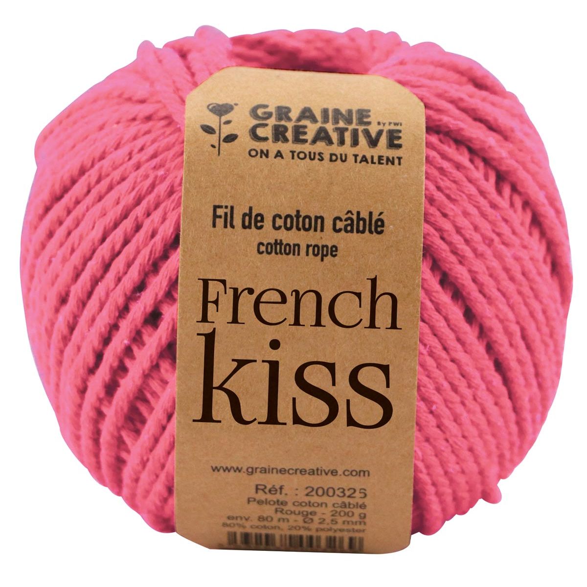 Graine Créative - Macramé touw, ft 2,5 mm x 80 m, roze