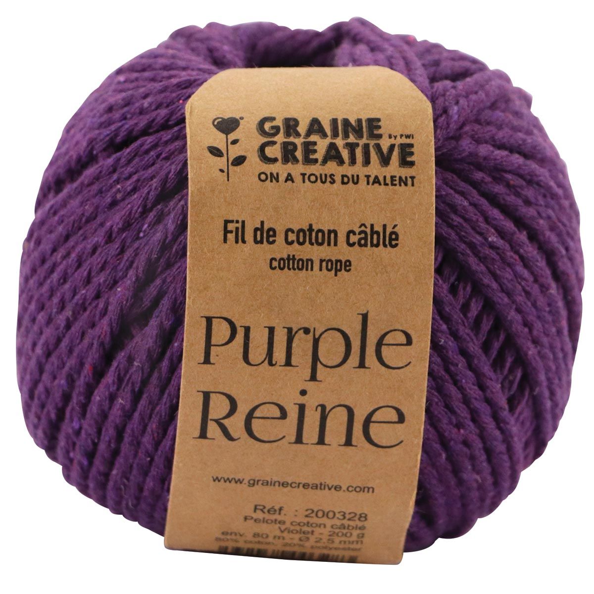 Graine Créative - Makramee-Seil, ft 2,5 mm x 80 m, lila
