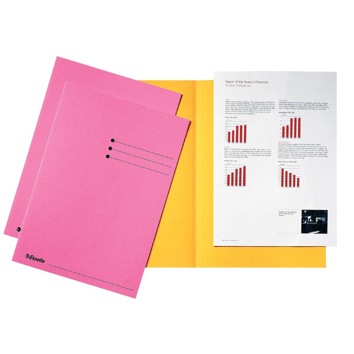 Esselte - Carpeta plegable A4 con sobre plegable manila 180gr rosa