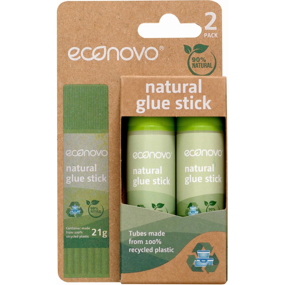 Econovo - plakstift, 21g, blister van 2 stuks