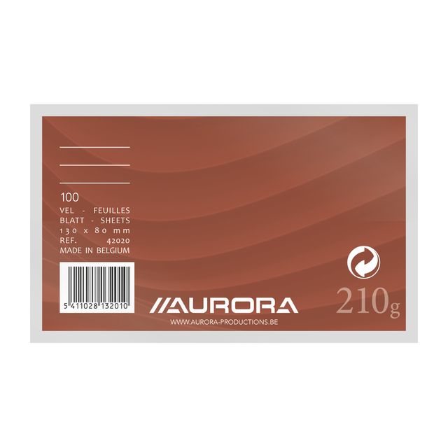 Aurora - Carte système ligne 130x80mm avec ligne tête rouge 210gr blanc 100 feuilles