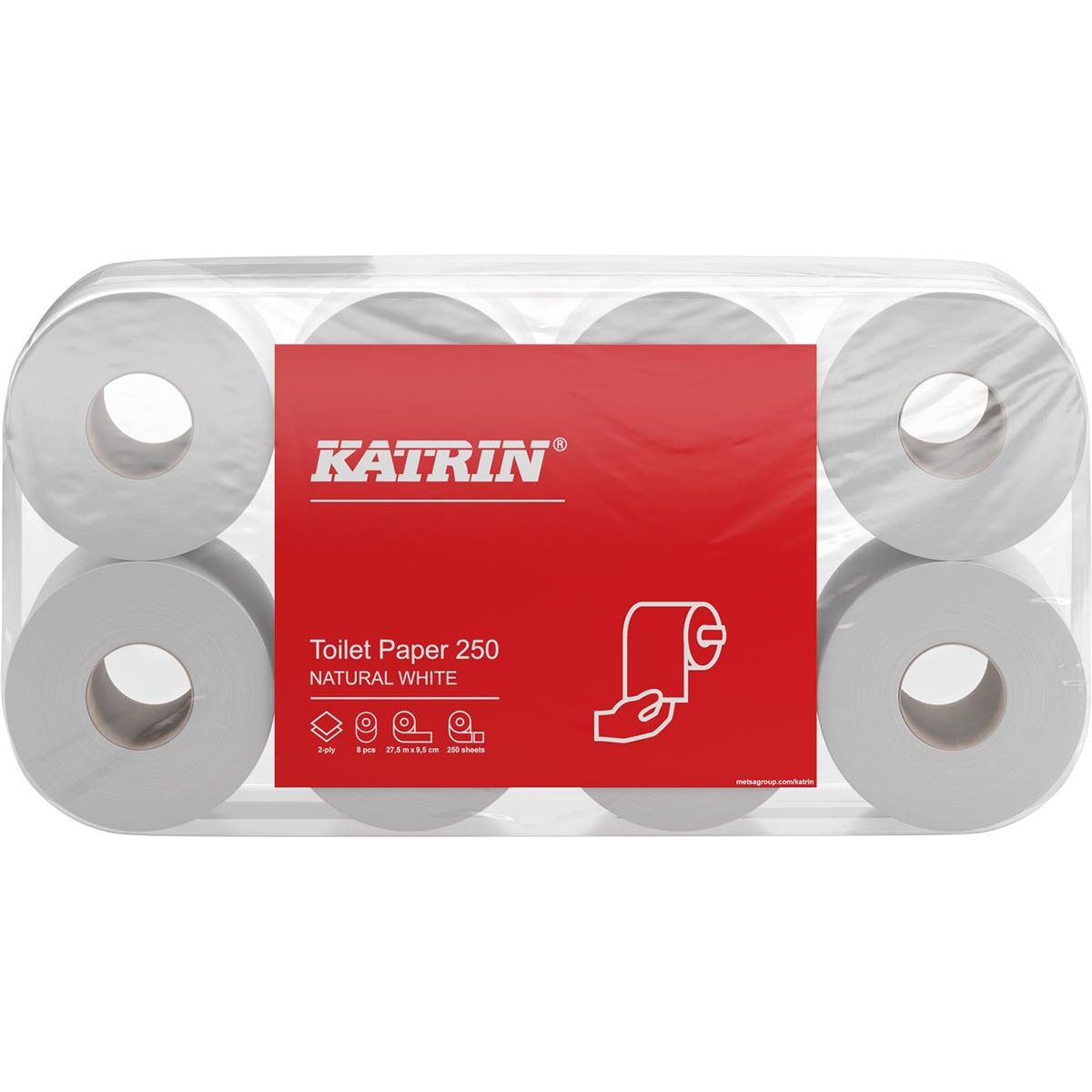 Katrin - papel higiénico, 2 capas, 250 hojas, paquete de 8 rollos