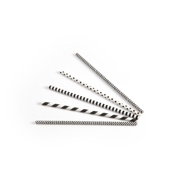drinking straw paper black/white assorted ø6mm x 200mm 200 pieces