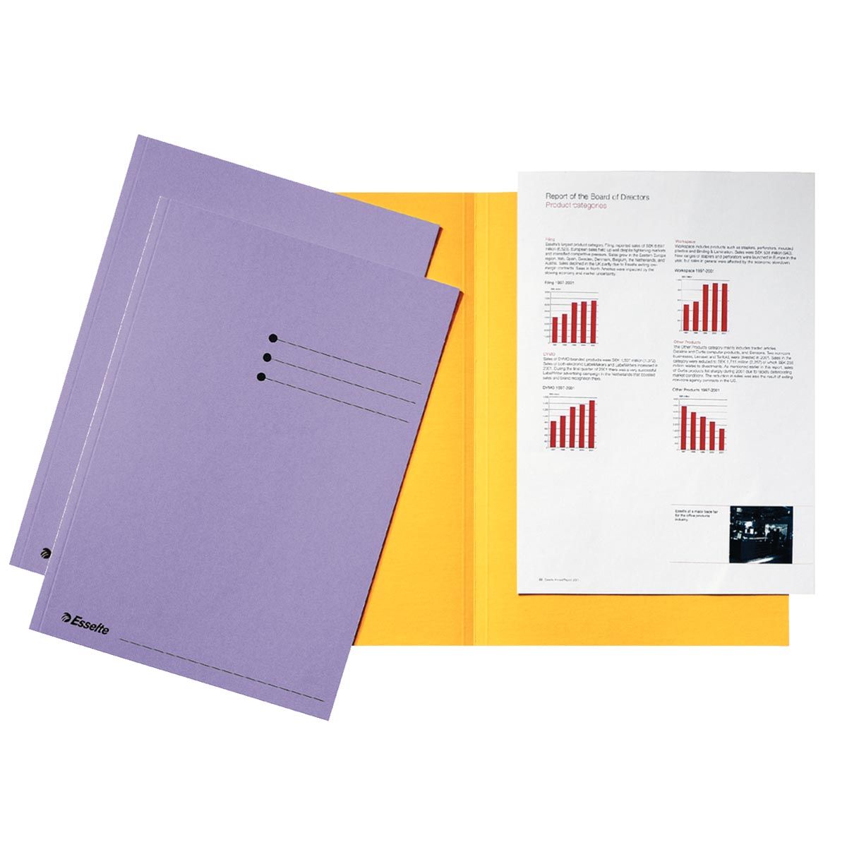 Esselte - carpeta archivadora lila, cartón de 180 g/m², paquete de 100 unidades