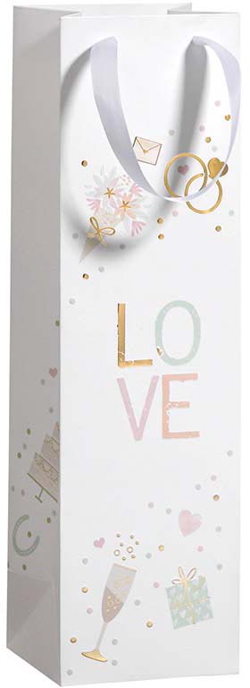 Klika - Geschenkzak Love, voor fles, 11 x 38 x 11 cm