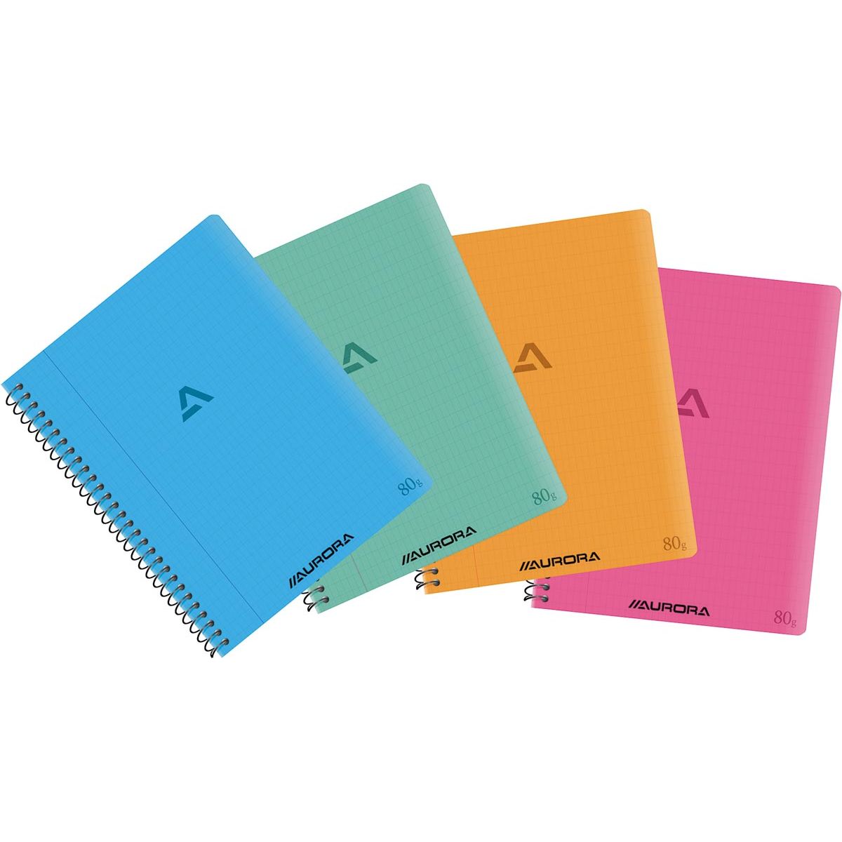 Aurora - Quaderno a spirale Writing 80, ft 21 x 16,5 cm, 120 pagine, commerciale a quadretti