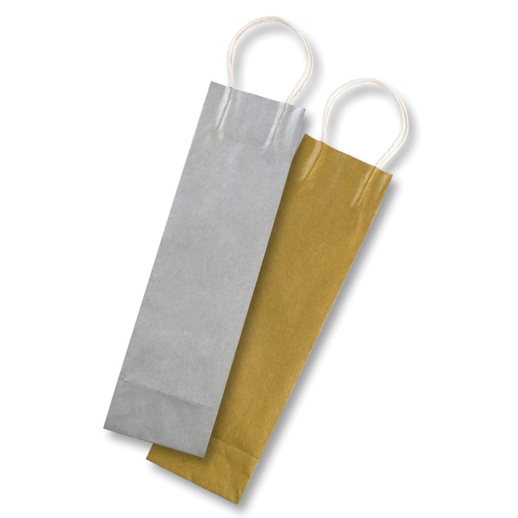 Folia - sacchetto di carta kraft per bottiglie, 110 g/m², oro e argento, conf. da 6