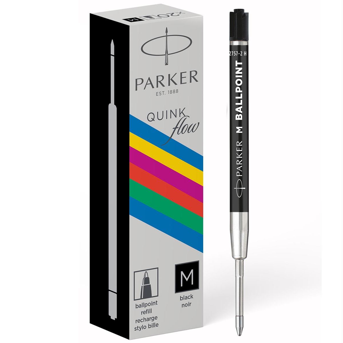 Parker - ECO balpen navulling, medium, zwart, 20 stuks