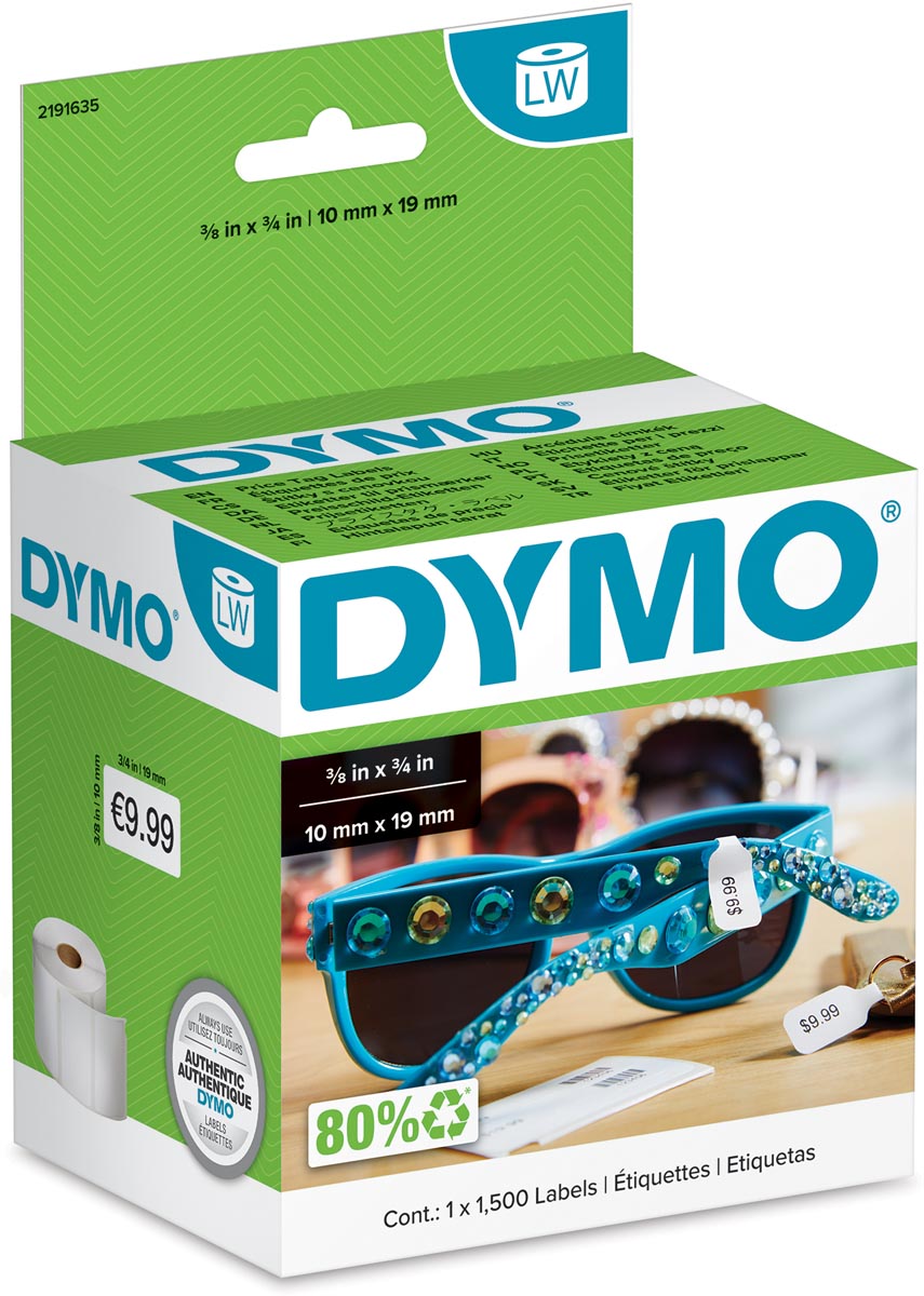 Dymo - catena di etichette LabelWriter ft 54 x 11 mm, etichette prezzo per gioielli, bianco, 1.500 etichette