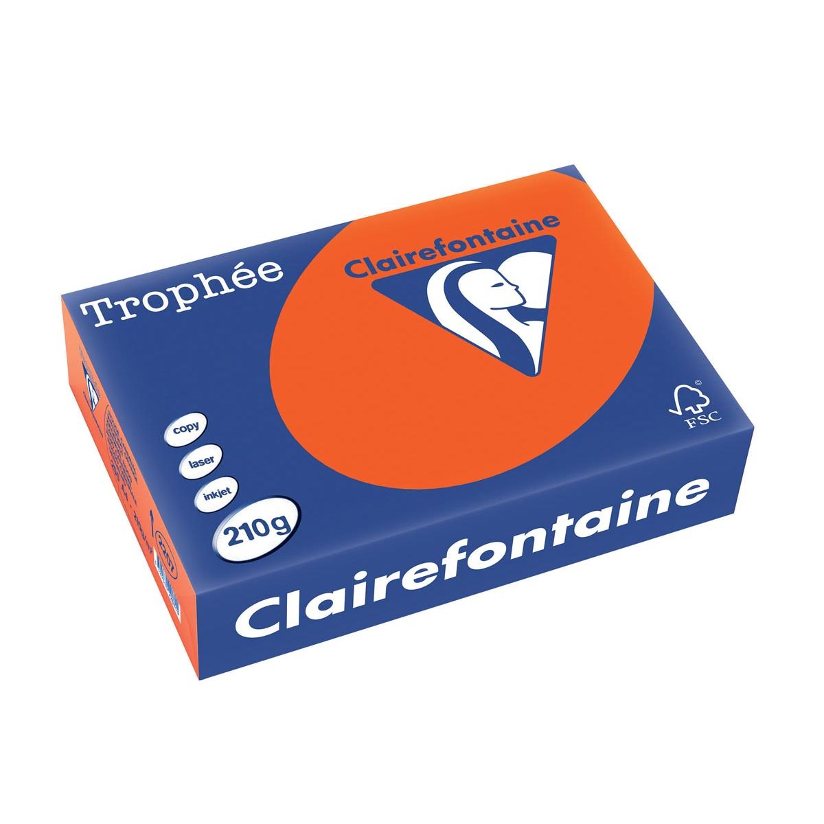 Clairefontaine - Trophée Intens, gekleurd papier, A4, 210 g, 250 vel, kardinaalrood