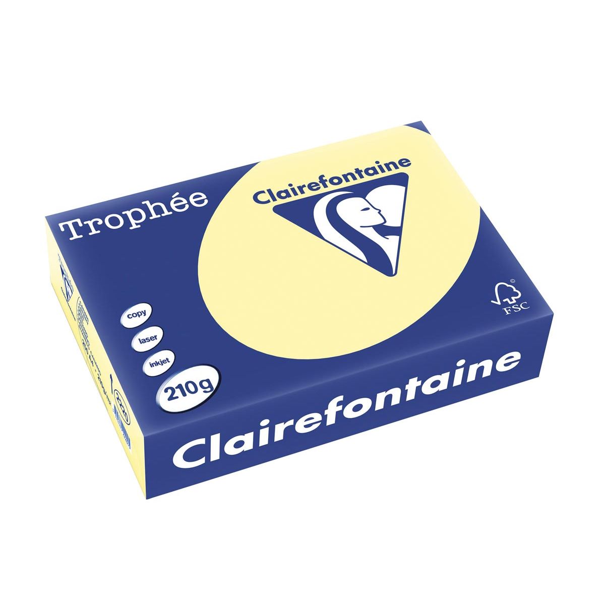 Clairefontaine - Trophée tel, gekleurd papier, A4, 210 g, 250 vel, kanariegeel