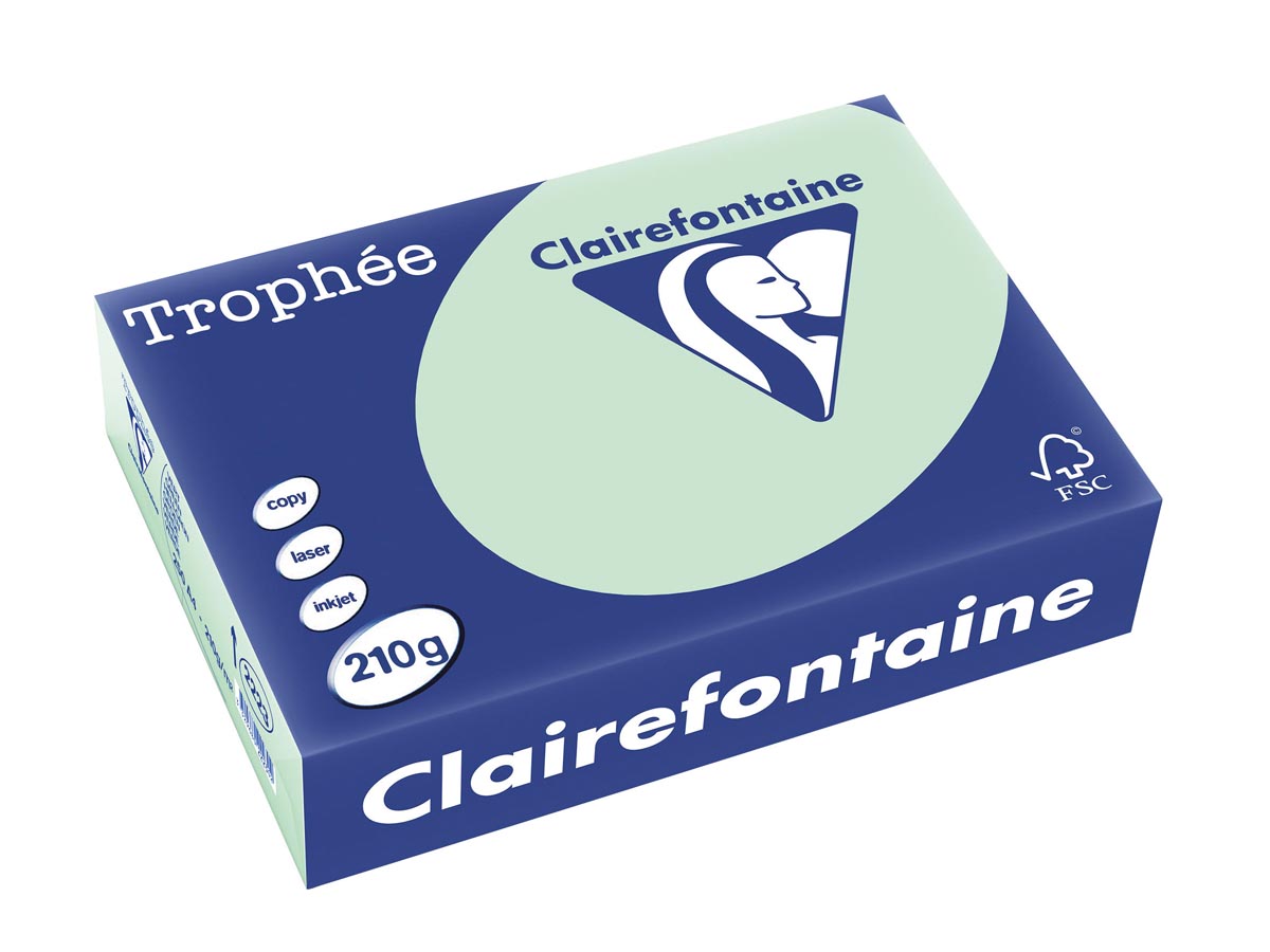 Clairefontaine - Trophée tel, gekleurd papier, A4, 210 g, 250 vel, groen