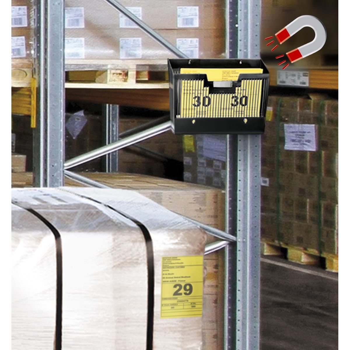 CEP - First wall brochure holder horizontal, 1 compartment, magnetic, black