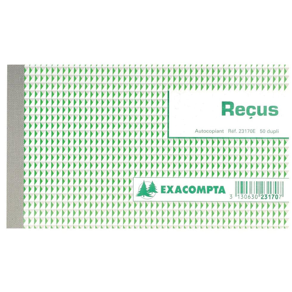 Exacompta - reçus, pi 10,5 x 18 cm, français, duplicata (2 x 50 feuilles)