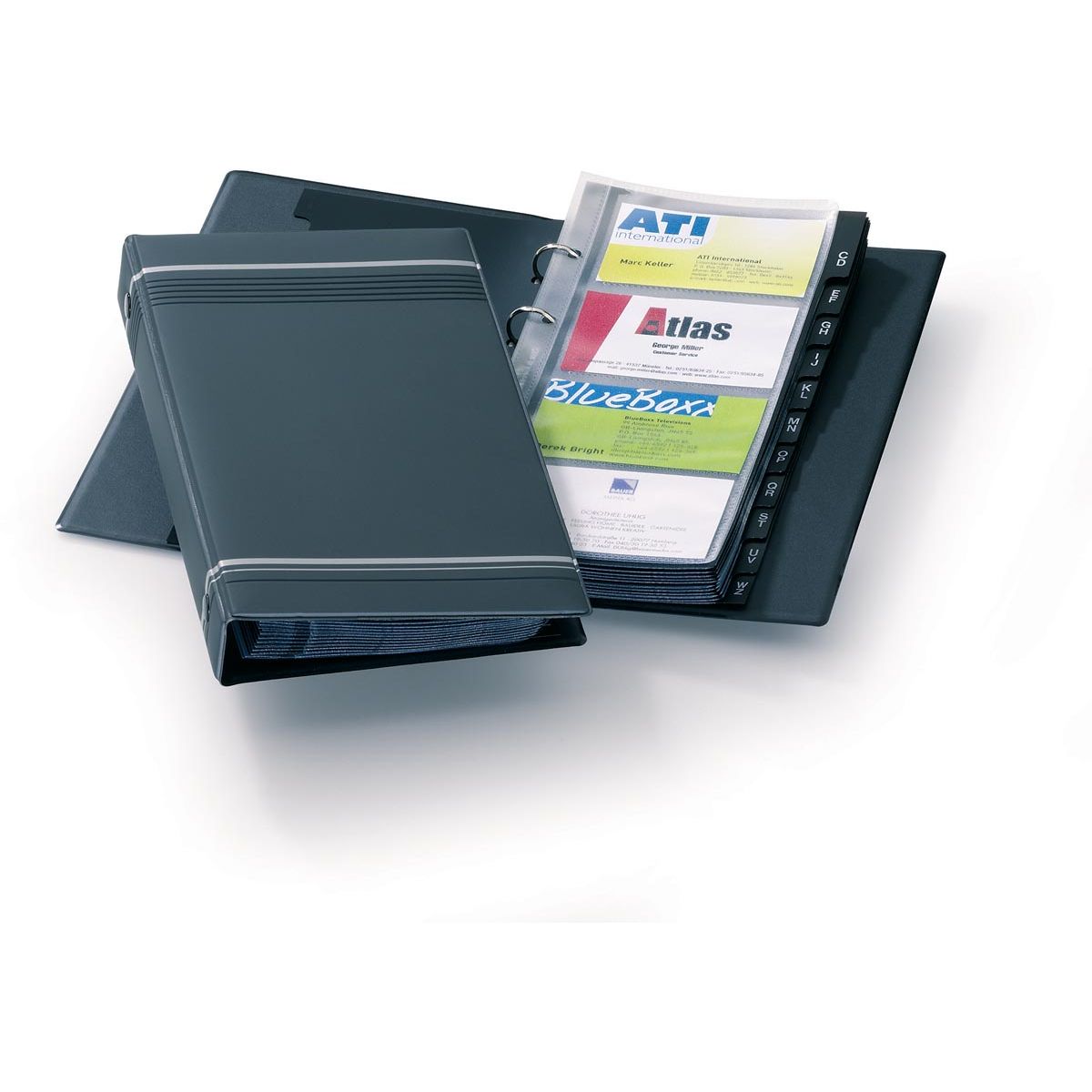 Durable - visitekaartenmap Visifix 200, ft 14,5 x 25,5 cm, voor 200 kaarten, antraciet
