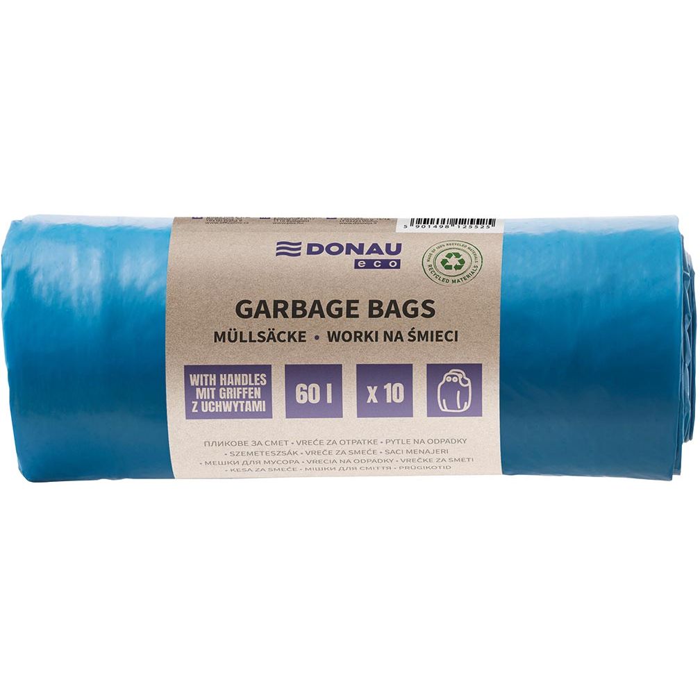 DONAU ECO - vuilniszak, LDPE, 30 micron, 60 liter, blauw, rol van 10 stuks
