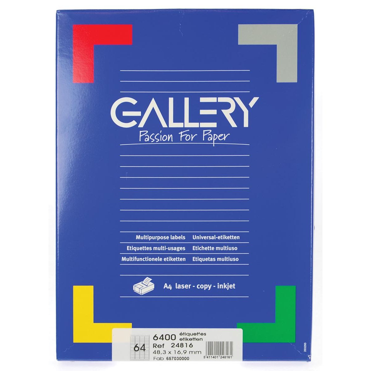 Gallery - white labels ft 48.3 x 16.9 mm (w x h), round corners, box of 6,400 labels