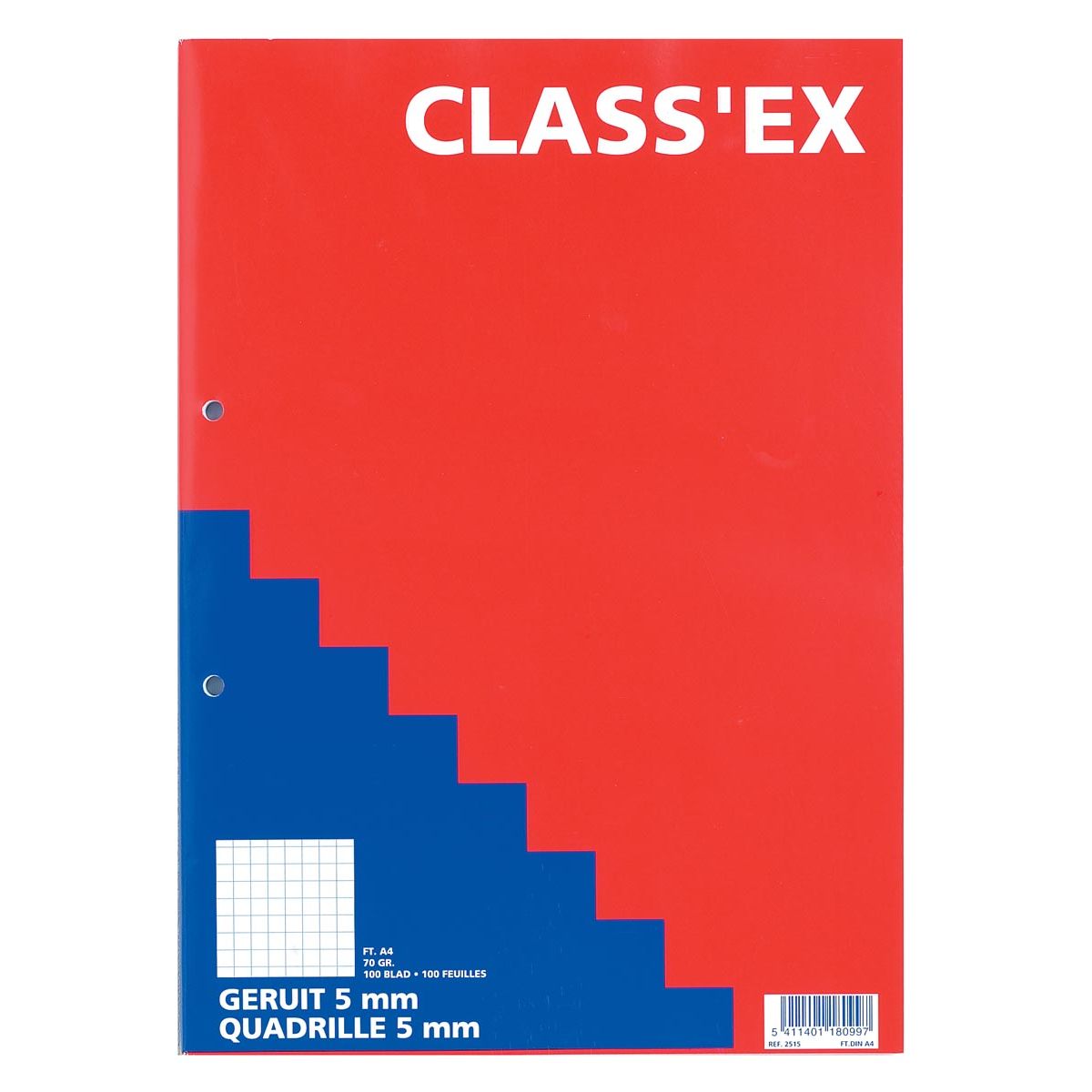 Classex - Blocco da corso Class'ex, quadrato 5 mm, blocco da 100 fogli