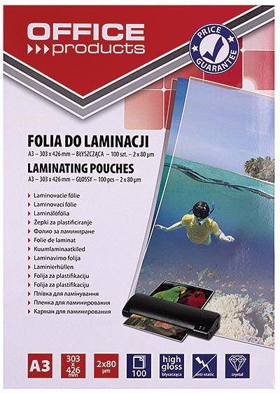 Produits de bureau - pochette de plastification ft A3, 160 microns (2 x 80 microns), paquet de 100 pièces