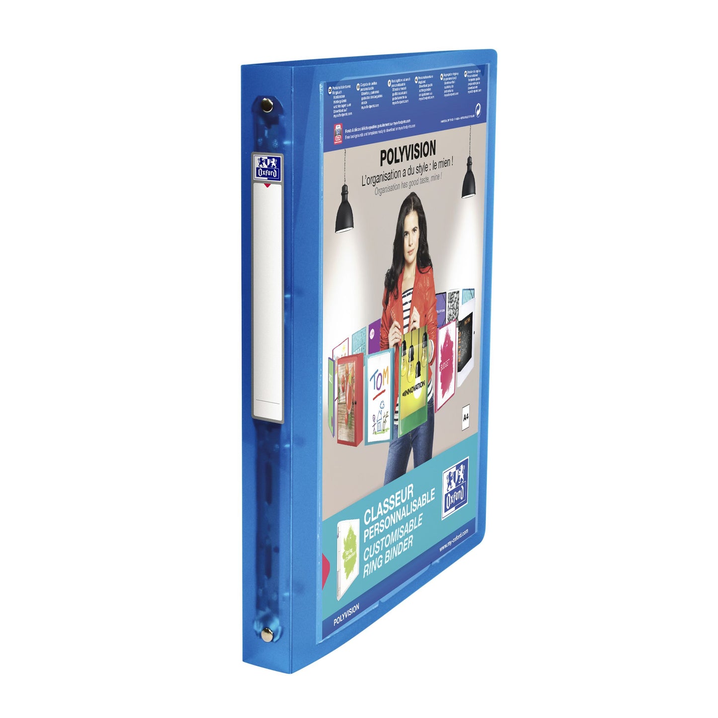 Oxford - Presentation ring binder Polyvision A4 4-ring O-mech 30mm blue | 12 pieces