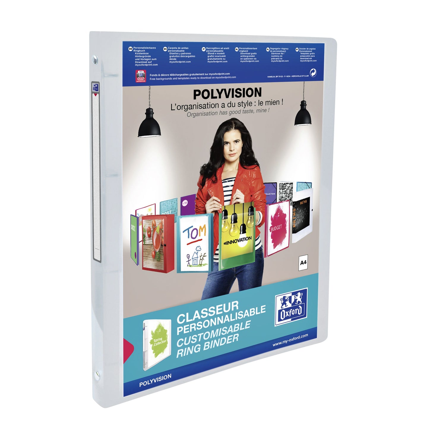 Oxford - Presentation ring binder Polyvision A4 4-ring O-mech 20mm transparent
