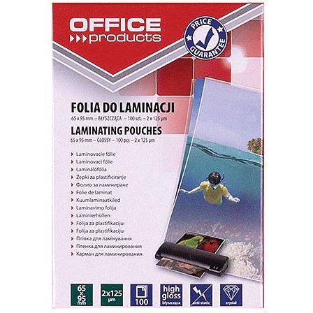 OFFICE products - lamineerhoes 65 x 95 mm, 250 micron (2 x 125 micron), pak van 100 stuks