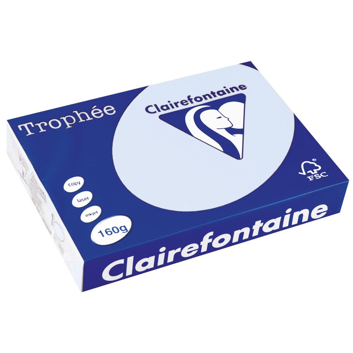 Clairefontaine - Trophée tel, gekleurd papier, A4, 160 g, 250 vel, azuurblauw