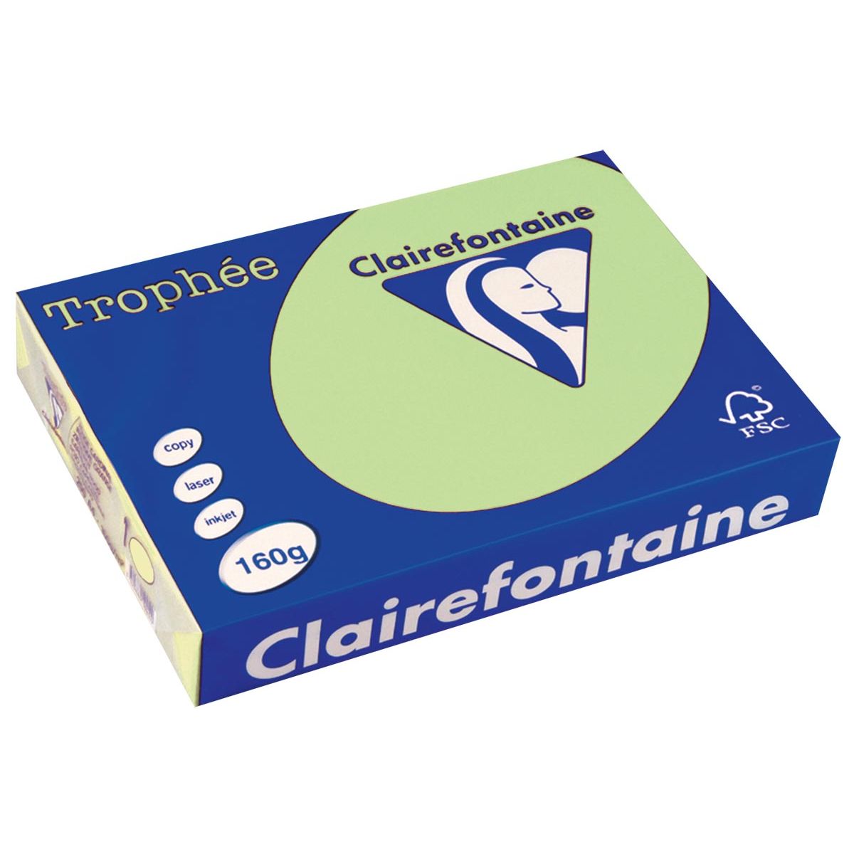Clairefontaine - Trophée tel, carta colorata, A4, 160 g, 250 fogli, verde